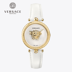 versace/范思哲新款手表美杜莎官方名牌牛皮表带白色优雅女士表