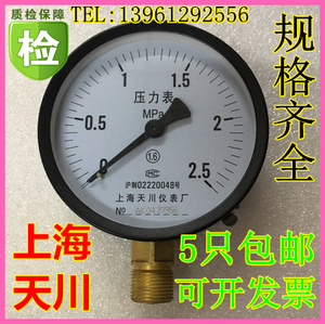 上海天川仪表厂Y100水压表 气压表气泵压力表0-1.6MPA压力表y-100