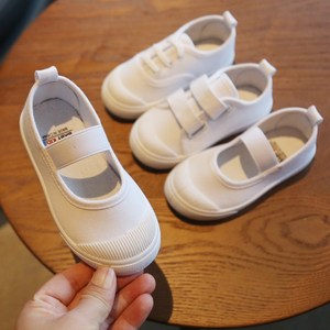 日式儿童鞋小白幼儿园男童女童宝宝布鞋室内白鞋园鞋运动帆布球鞋