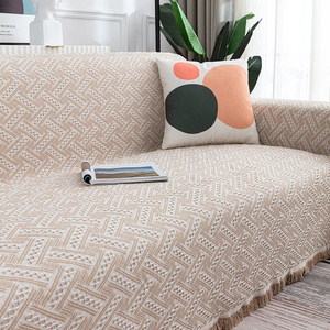 白格外贸文艺棉麻透气浮雕格子立体盖毯沙发毯休闲地毯桌布纯色