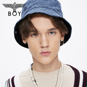 boylondon旗舰2021秋季新款满幅蓝白提花渔夫帽子男帽子女901806