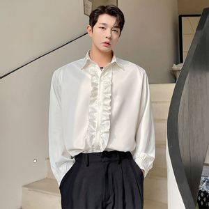 中世纪宫廷风衬衫男欧洲贵族荷叶花边发型师潮牌男装演出伴郎礼服