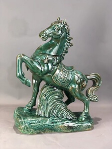 石湾公仔仿真陶瓷骏马手工摆件客厅公司门店招财风水动物绿马码