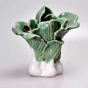 陶瓷仿真小白菜石湾公仔小旺盛水养植物花瓶花器种植盆景装饰摆件