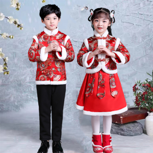 012人付款淘宝拜年服女宝冬款中国风唐装加厚儿童过年服装衣服女童