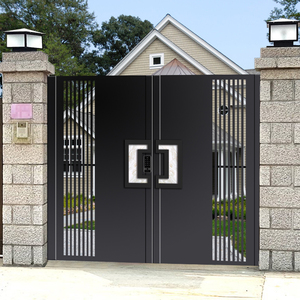 中式不锈钢门小区门庭院对双开门农村大院铝合金铁门入户别墅大门