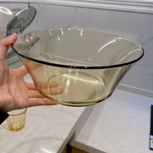 高品质琥珀餐具高硼硅玻璃碗耐热汤碗面碗汤盘菜碟水果沙拉双耳碗