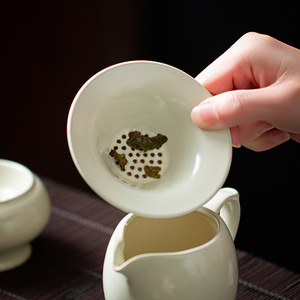 颂韵 汝窑茶漏过滤陶瓷家用办公可养汝瓷茶叶过滤器茶斗茶道漏斗