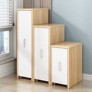 推拉书柜带轮隐藏抽屉式书橱架防尘可移动储物收纳柜子简约窄书柜