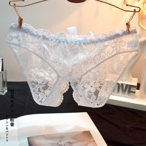 日系性感内裤女火辣骚激情免脱诱惑透明丁字裤开叉蕾丝超薄三角裤