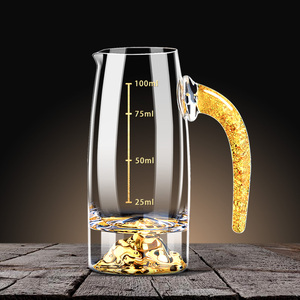 金山银山喝白酒用的酒具中式金箔分酒器酒壶玻璃白酒杯家用中国风