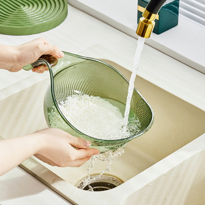 舍里厨房淘米神器洗米筛淘米盆沥水篮子家用带手柄淘菜洗水果盆子