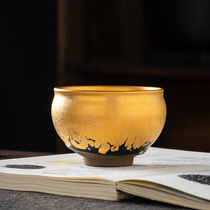 名家建盏蔡志强金油滴金木叶手绘个人杯主人杯南京建阳功夫茶具