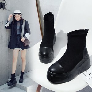厚底松高跟短靴女冬