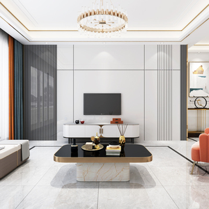 新中式竹木纤维集成墙板木饰面电视背景墙酒店客厅沙发床头护墙板