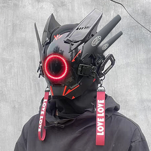 赛博朋克面具机甲机械飞升面罩科技感机能风头盔发光全脸头套蹦迪