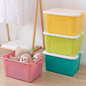 日本进口乐扣乐扣大号收纳箱塑料有盖加厚整理箱玩具桌面收纳盒衣