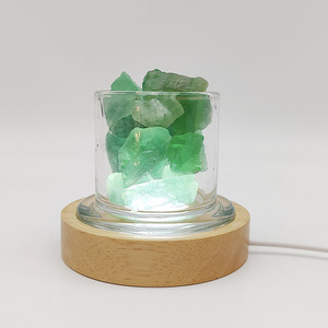 led实木扩香石香薰水晶球小夜灯内置pc放光旷散板文玩工艺品底座