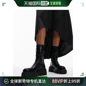 香港直邮潮奢 Topshop 女士 Laura sock 织纹鞋跟及踝靴子(黑色)