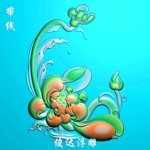 玉雕莲花滴水一品清莲荷花出水芙蓉灰度图花鸟精雕图jdp浮雕图