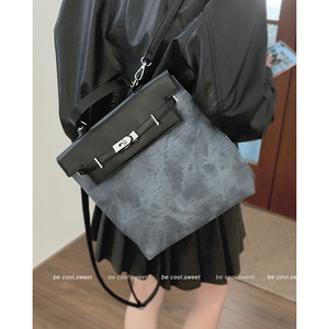 韩国小众设计双肩包包女2023新款美拉德复古风手提凯莉包休闲背包
