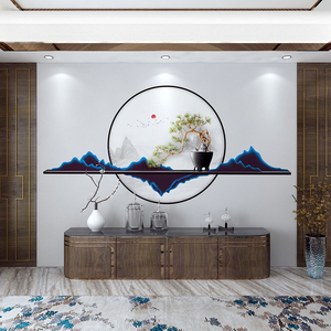 新中式墙布电视背景墙客厅墙纸造型壁纸酒店茶室抽象山水壁画装饰