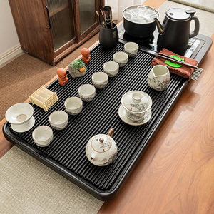 加厚竹木茶盘茶具套装全自动底部上水烧水壶整套功夫茶道家用茶台