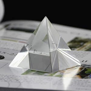 纯透明水晶玻璃正四面体 三棱锥 5面体摆件金字塔 纸镇 教学道具