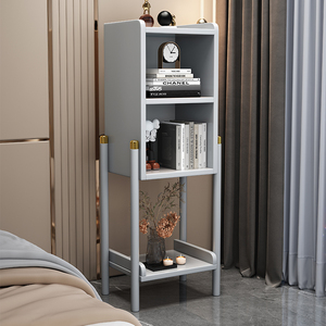 实木床头置物架落地式小型窄简约卧室ins风手机充电置物架床头柜