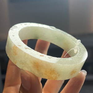 12h5ap果敢翡翠 55飘红翡玉石手镯玉镯玉手镯未抛光毛料翡翠镯子