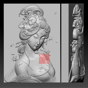 三维立体精雕图纸stl文件古代美女仕女浮雕图雕刻3d模型素材1217