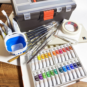 推荐 麦得仕美术课水粉组合基础装 学生用绘画颜料画笔调色盒水桶