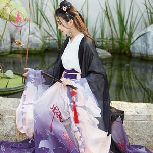 竹青鸦汉服女仙气飘逸古风齐腰襦裙交领广袖大袖衫日常魏晋风超仙