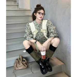 衬衣喇叭裤套装