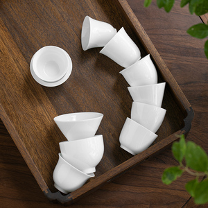 德化白瓷茶杯功夫小茶杯单杯品茗杯茶碗陶瓷茶具白色定制LOGO企业