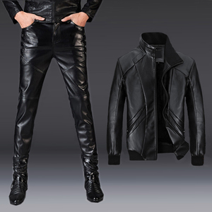 谈谈可以谈谈淘宝皮衣皮裤男工作服套装外卖摩托机车加绒加厚防风