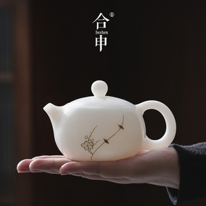 高端冰种玉瓷茶壶陶瓷手工锔钉一人家用中式功夫茶具泡茶单壶西施