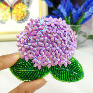 绣球花*胸针胸花小米珠串珠绣材料包手工diy装饰品配件含视频教程