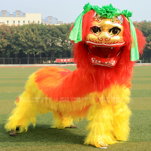 北狮北京笑脸舞狮整套单双人狮头金狮道具服装龙狮全套演出表演服