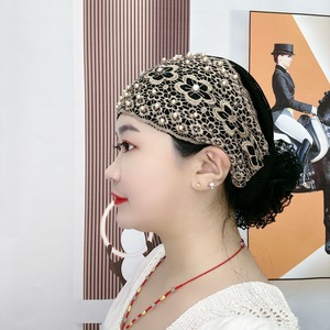 新款钉珠刺绣花朵包头帽洋气减龄白发帽子头巾帽网红遮白发头饰