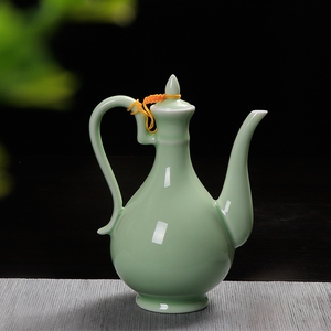 品牌陶瓷家用酒具汾酒器酒壶陶瓷一斤装白酒壶尖嘴龙泉青瓷中式