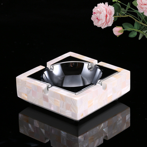 轻奢贝壳不锈钢小雪茄烟灰缸高档奢华客厅茶几家用树脂防水烟缸