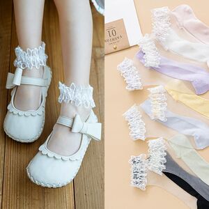 小女孩夏天穿的袜子儿童配公主鞋凉鞋女配小皮鞋的袜子带蕾丝花边
