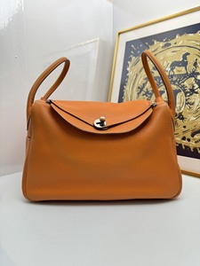 爱马仕/hermès 包包 女包 lindy34 橙色银扣 tc皮 框o 手提单肩