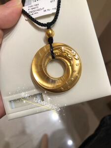 周大福传承系列 龙凤平安扣黄金足金吊坠计价项链 国内专柜正品
