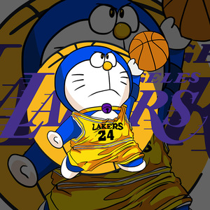 哆啦a梦湖人队24号联名小众设计感卫衣男女同款oversize港风外套