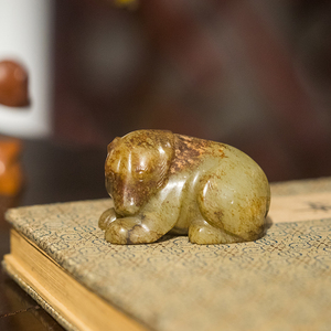 清代 玉熊把件老物件收藏品文玩古董玉器天然玉雕手把件 125.2g