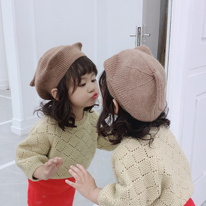 女童帽子时尚潮帽宝宝贝雷帽秋冬可爱超萌冬季保暖儿童毛线帽洋气