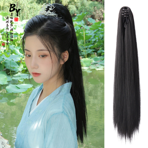 汉服假发马尾虎口抓夹高马尾头饰女古装影视男士侠客发髻古风发饰