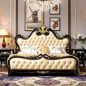 欧式床双人床橡美一米八黑金色全实木床2.0x2.2床加床垫组合套装